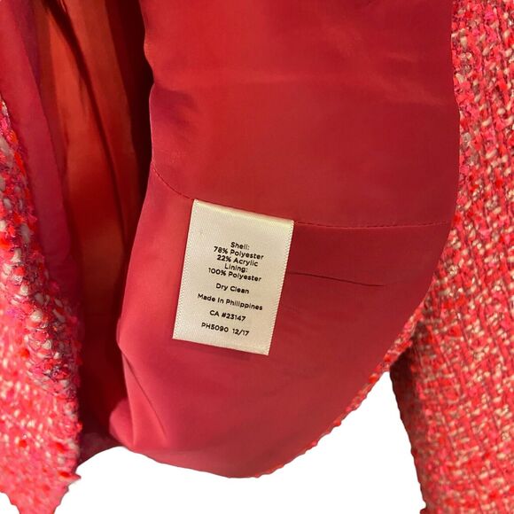 Talbots Hot Pink Boucle Tweed Button Up Blazer Size 16W 1X Corpcore Barbie - Picture 5 of 8